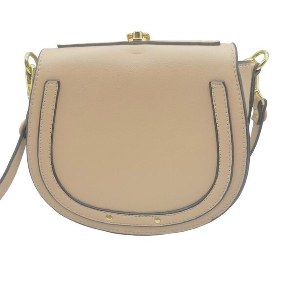 Chloe Style Crossbody Ring Bag-Beige Vegan Leather Gold Hardware - Picture 3 of 16